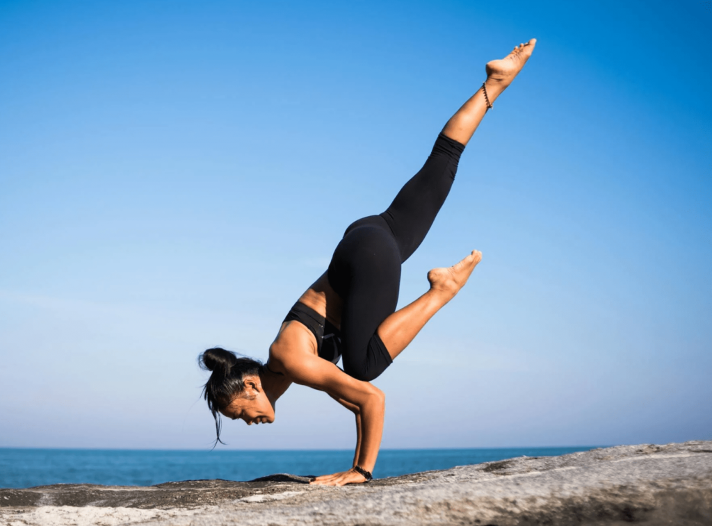 Mushrooms for brain health - woman doing yoga